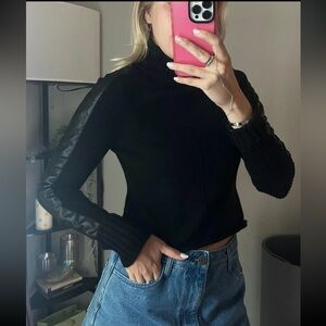 Cropped Jamison Faux Leather Sweater